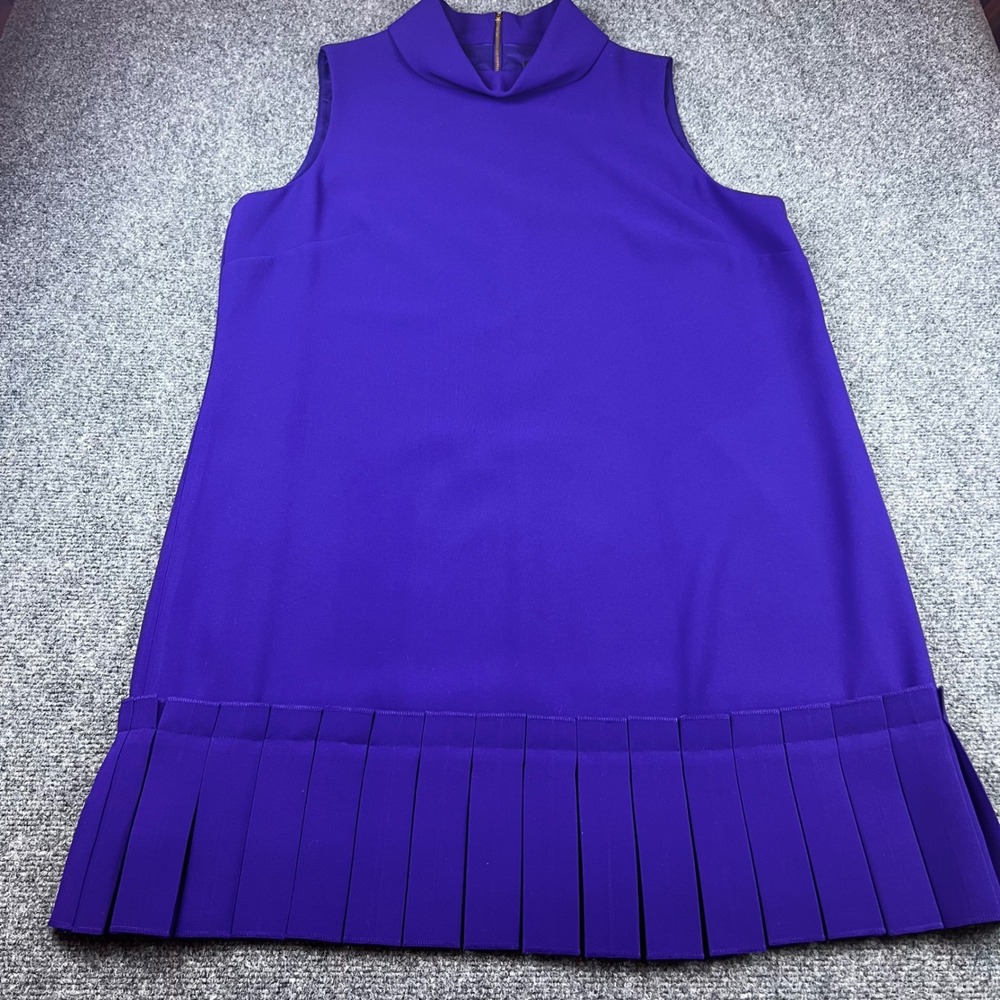 Alex Marie Purple Mock Neck Pleated Drop Waist Shift Dress Sleeveless Size 16